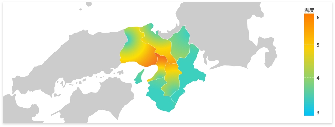大阪府北部地震の震度マップ